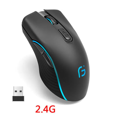 Rechargeable Computer Mouse Dual Mode Bluetooth+2.4Ghz Wireless USB Mouse 2400DPI Optical Gaming Mouse Gamer Mice for PC Laptop