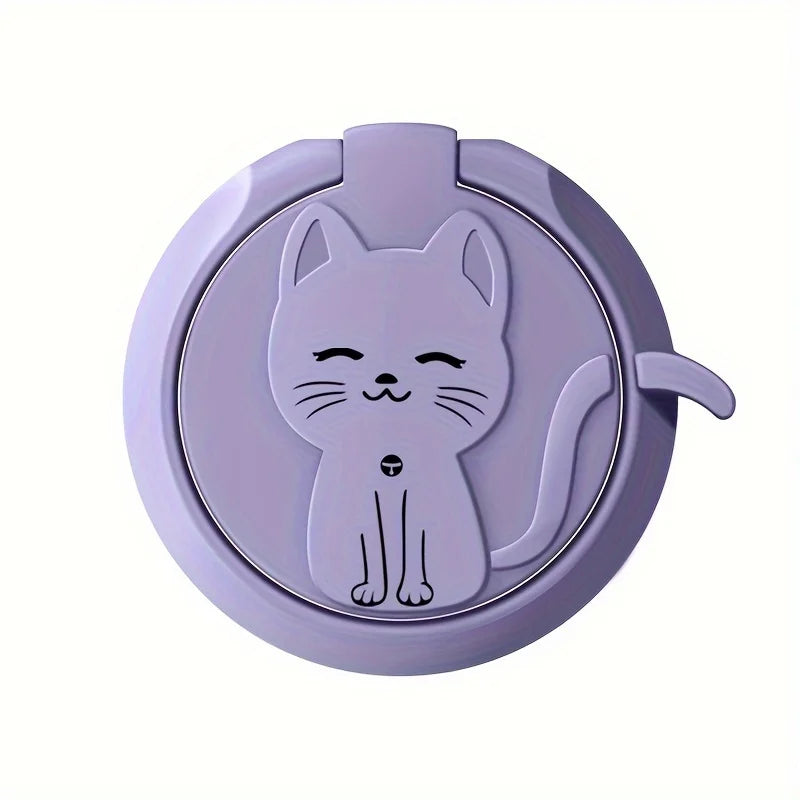 Rotate Metal Ring Holder Cute Cartoon Cat Finger Ring Mobile Phone Round Mount Stand for IPhone 15 Samsung Huawei Xiaomi Redmi