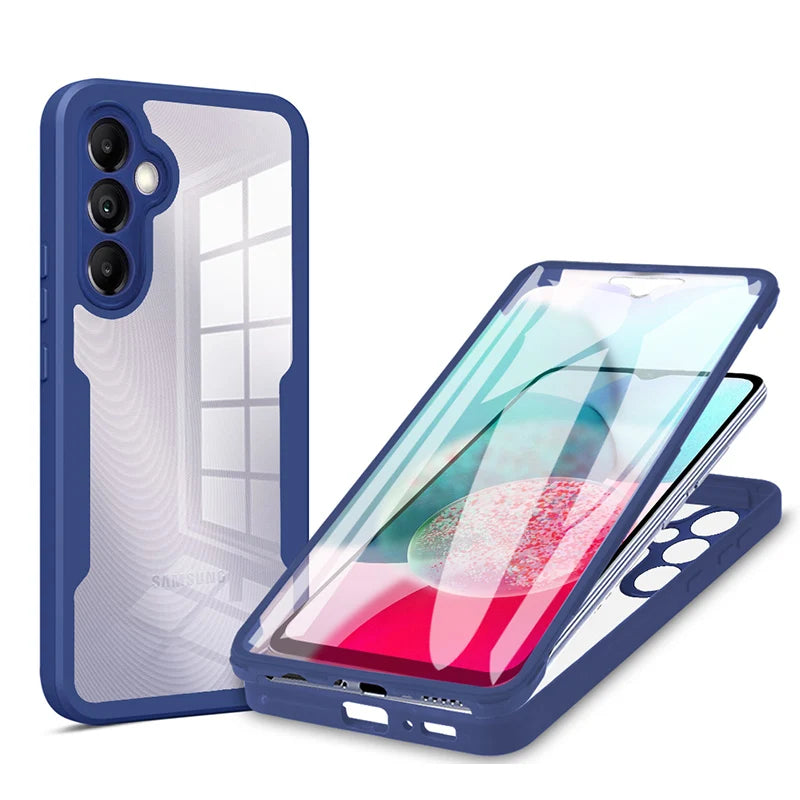 360° Full Body Transparent Shockproof Case with Screen Protector for Samsung Galaxy Models