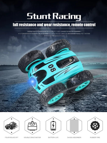 2.4G 4wd High-speed Stunt Car Mini RC Car Double-Sided Drift 360 Degree Dump Truck Drive Jump Children's Toys