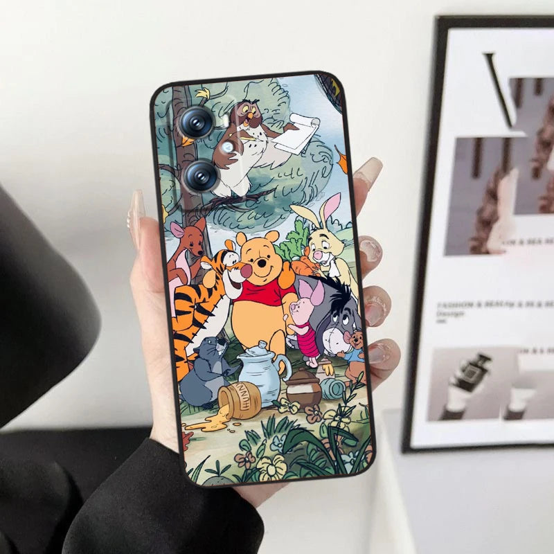 Disney Winnie The Pooh Case For OPPO: Black TPU Phone Case