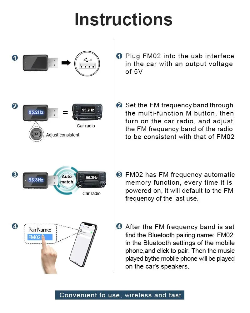 Car Bluetooth 5.3 Transmitter Receiver Handsfree Call Mini USB Power Car Kit Auto Stereo Wireless Audio Adapter For Car Fm Radio