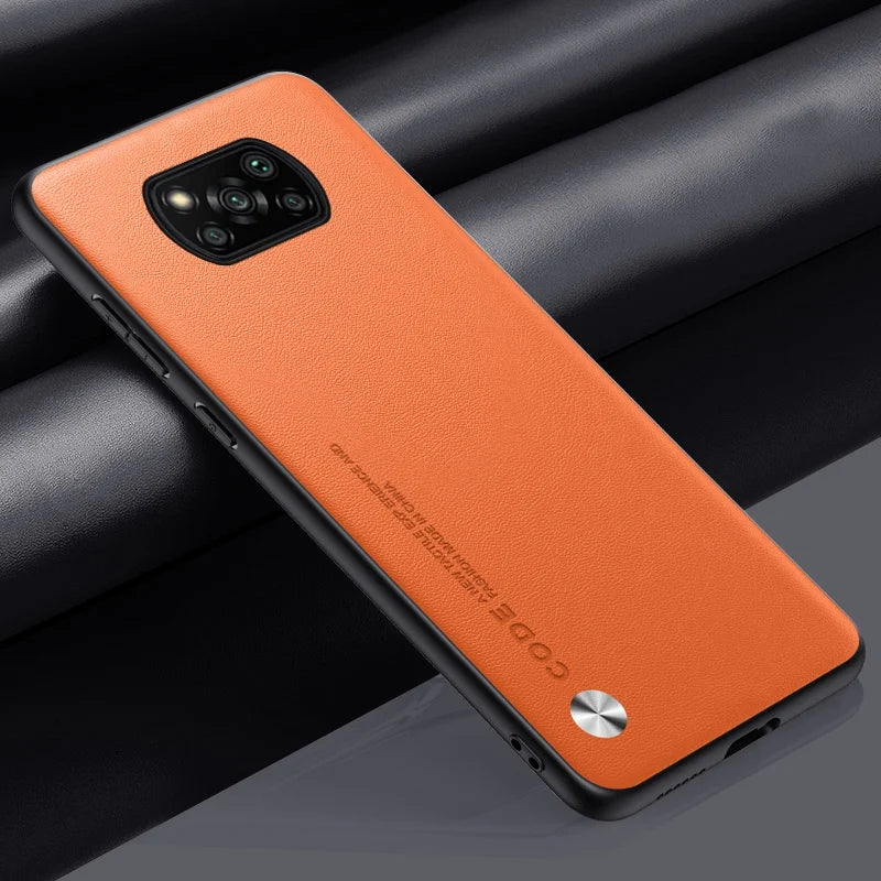 Lyxigt PU-läderfodral för Xiaomi Poco X3 Pro, matt bakstycke Silikonskydd för Poco X3 NFC, X3 Pro, Poco X3 Coque