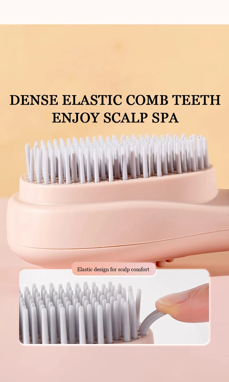 Self-Cleaning Hairbrush – Ergonomic Handle with Retractable Bristles, Anti-Static Hair Comb.