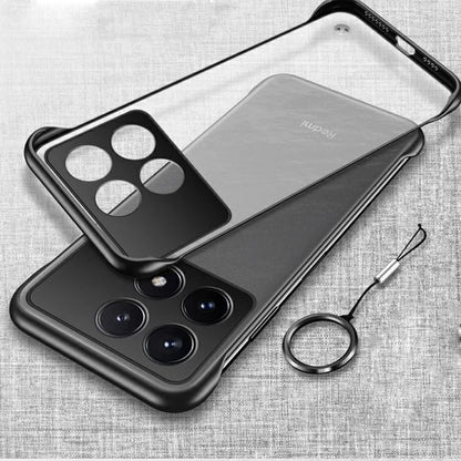 For POCO X6 Pro Frameless Translucent Phone Case Matte PC Hard Protection with Thin Ring Lanyard Back Cover