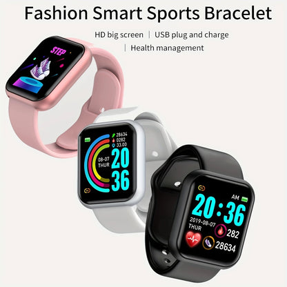 Smarta klockor Mode Sportarmband Multifunktions USB-plugin Laddningsklockor Dam Fitness Män Smartwatch För Xiaomi Huawei