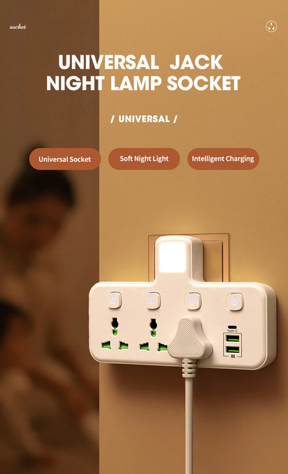 EU UK AU US Plug AC Outlet Power Strip Multiprise Wall Socket Universal Network Filter USB Cherger Separate Switch Light Adapter