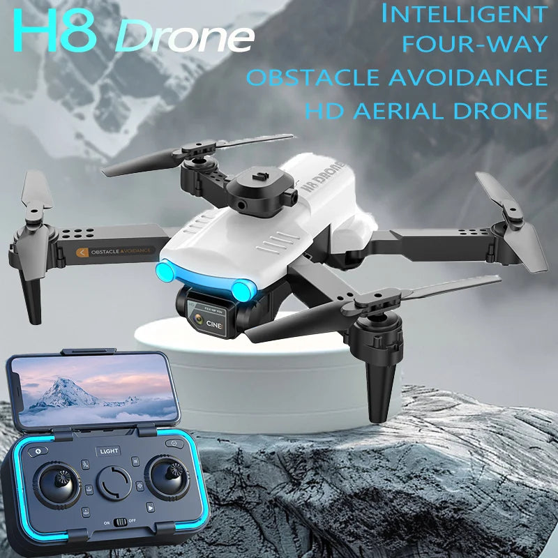 MHD 4K Dual Camera Drone H8 Smart Obstacle Avoidance One Key Takeoff Landing Optical Flow 360 Roll Cool Helicopter RC Quadcopter