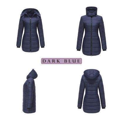 Long Quilted Puffer Jacket for Women in Bold Colors