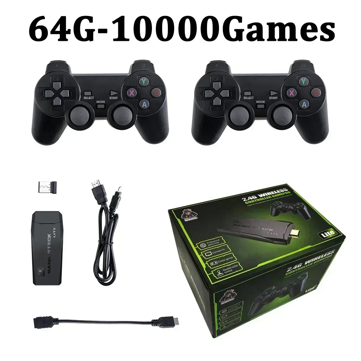 Video Game Sticks M8 Console 2.4G Dual Wireless Controller Game Stick 4K 10000 Games 64GB Retro Game for DropShiopping Xmas Gift