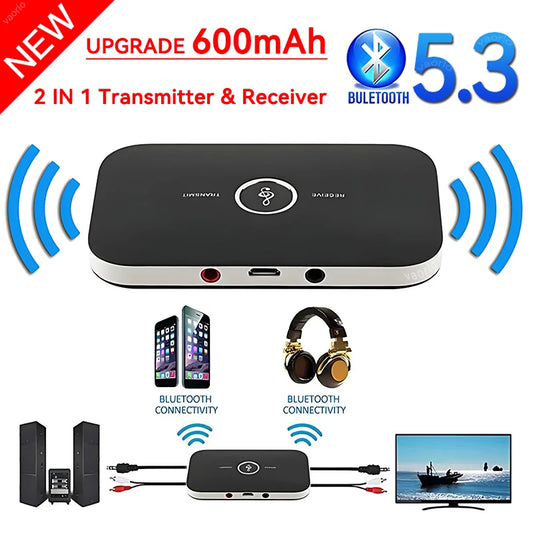 B6 2 IN 1 Bluetooth 5.3 Audio Transmitter Receiver 3.5mm AUX Jack RCA USB Dongle Musik trådlös adapter för bil PC TV Hörlurar