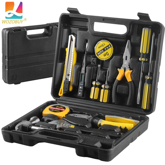 8/9/12/13Piece Tools Set General House hold Hand Tool Kit with Plastic Toolbox Storage Case Used to Car repair And home Repair