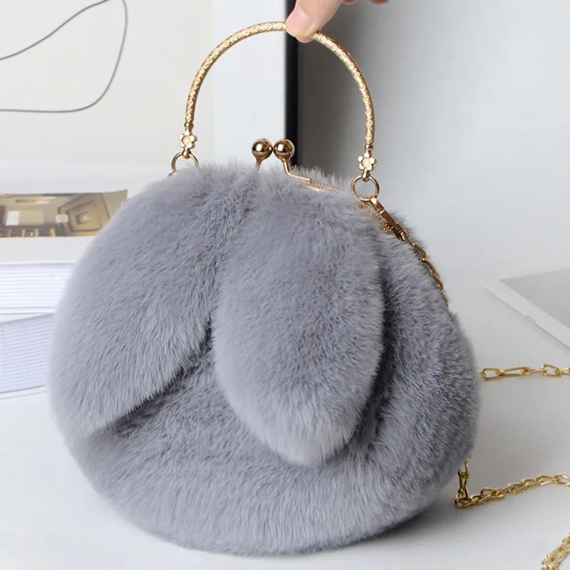 Cute Plush Rabbit Crossbody Bags for Women – Korean Version Cute Purses and Handbags, Girls New Rabbit Ear Shoulder Messenger Bag