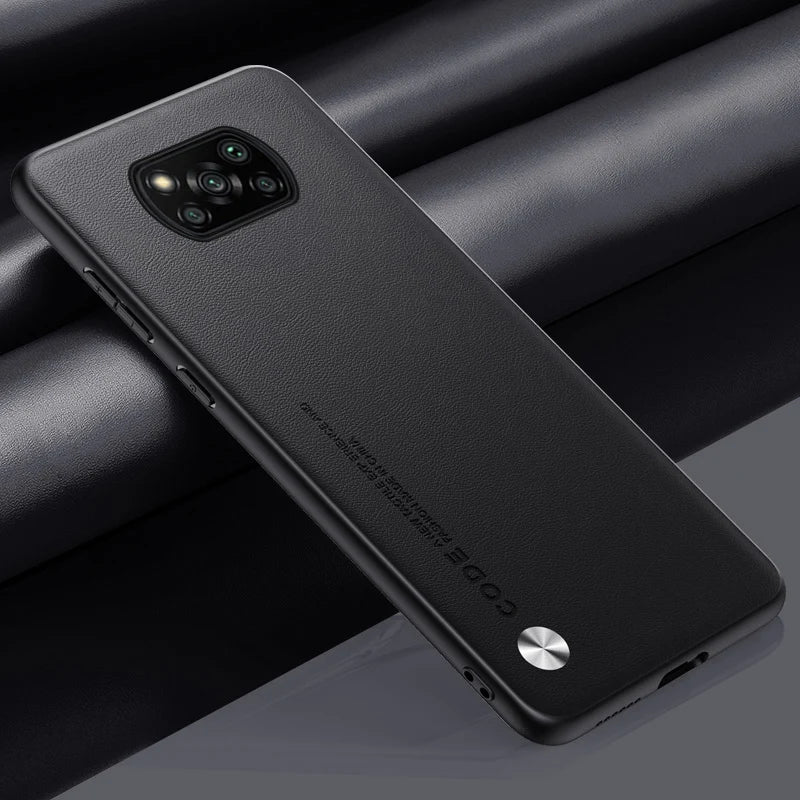 Lyxigt PU-läderfodral för Xiaomi Poco X3 Pro, matt bakstycke Silikonskydd för Poco X3 NFC, X3 Pro, Poco X3 Coque