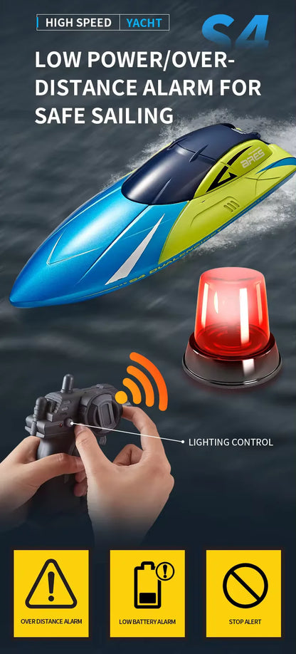 2.4G RC Boat 15 KM/H High-Speed Remote Control Racing Boat Rechargeable Model Electric Radio Speedboat Toys for Boys