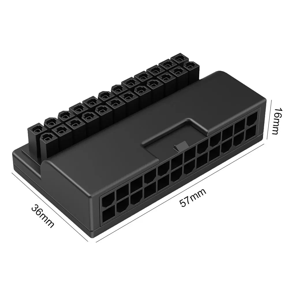 ATX 24 Pin to 90 Degree Power Plug Adapter ARGB Mainboard Motherboard Power Supply Cable Modular DIY Mounting Accessessory