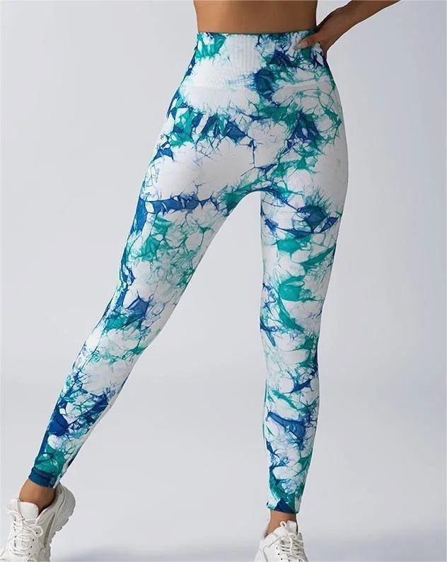 Kvinnors hög midja Tie-Dye Yoga Leggings i 26 färger