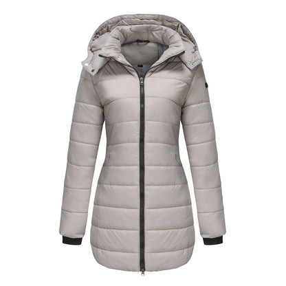 Long Quilted Puffer Jacket for Women in Bold Colors