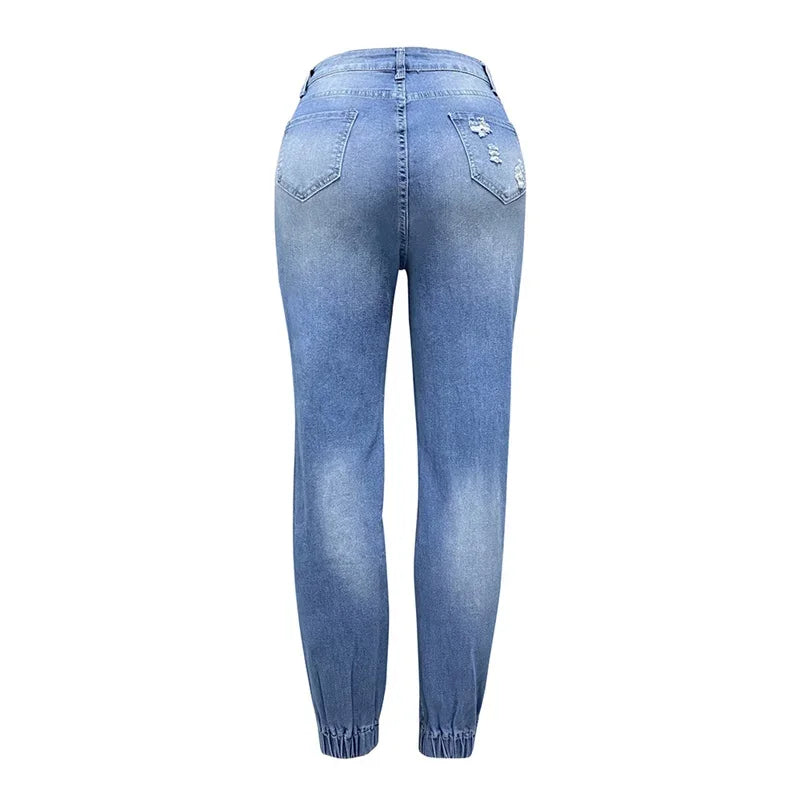 Vintage jeans med breda ben med resår i midjan och lös passform