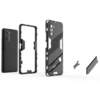 Rugged Armor Shockproof Phone Case for Xiaomi Poco F3, with Magnetic Car Holder Stand Back Cover