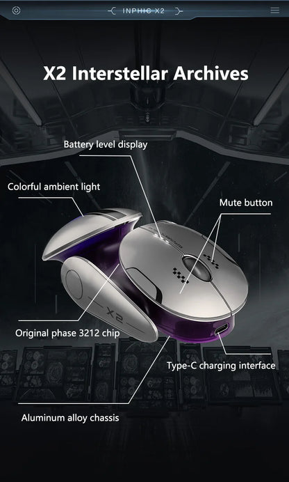 Inp X2 Silent Bluetooth Mouse Metal Base Rechargeable Wireless Gaming Mouse For Computer Laptop Office Game