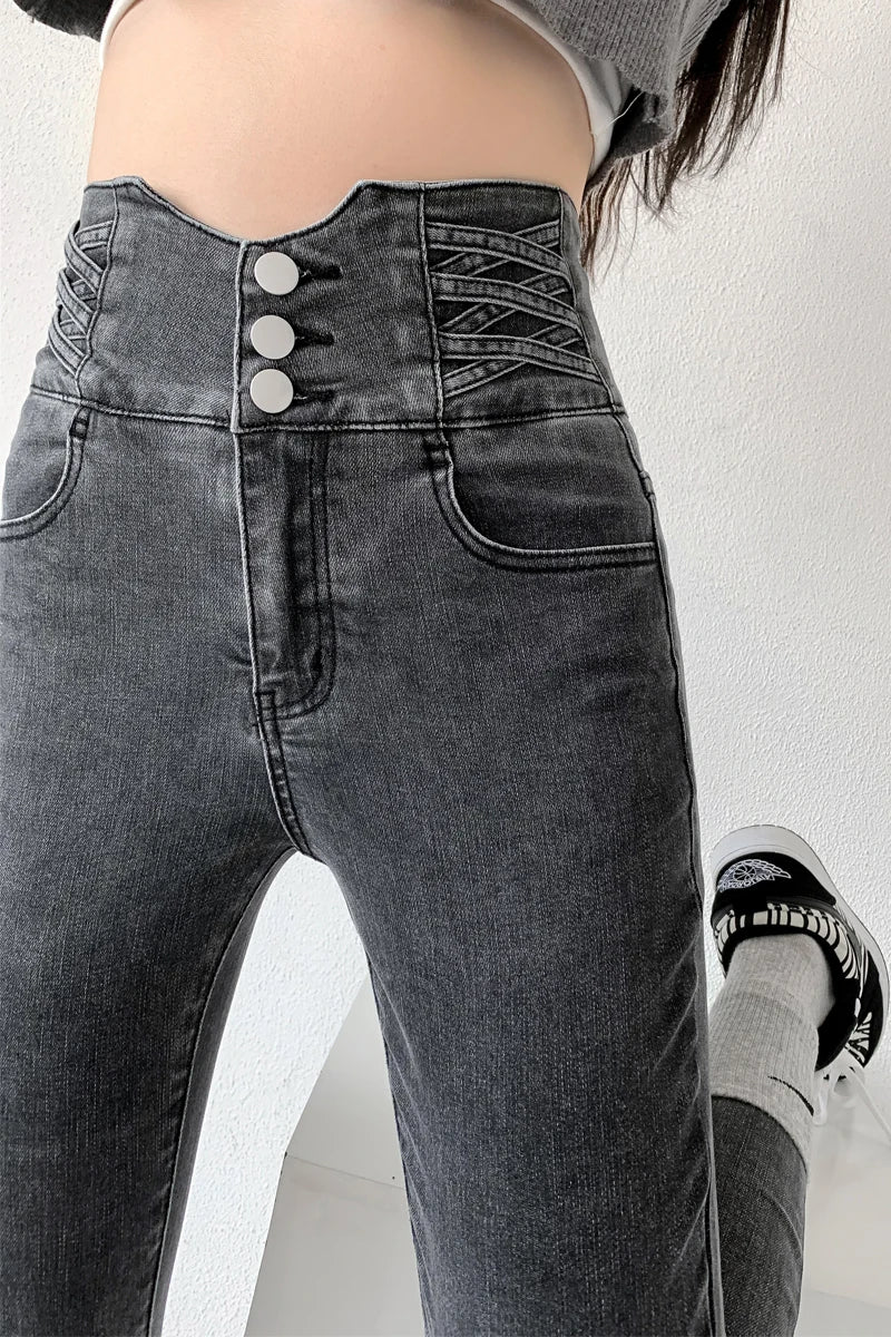 ZOENOVA Stretchjeans Dam 2022 Push Up Sexig Retro Hög midja Skinny Mamma Byxor Koreanskt Mode Jeansbyxor Femme Vår Ny