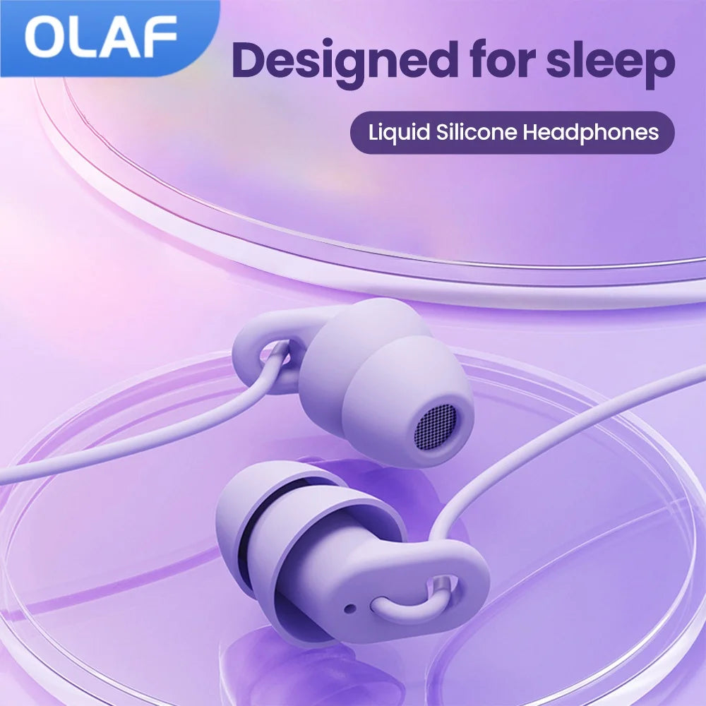 Soft Silicone Headphones Wired Handsfree Type C 3.5mm Jack Earphones In-Ear Sleep Wired Headset With Mic In-line Control Earbuds