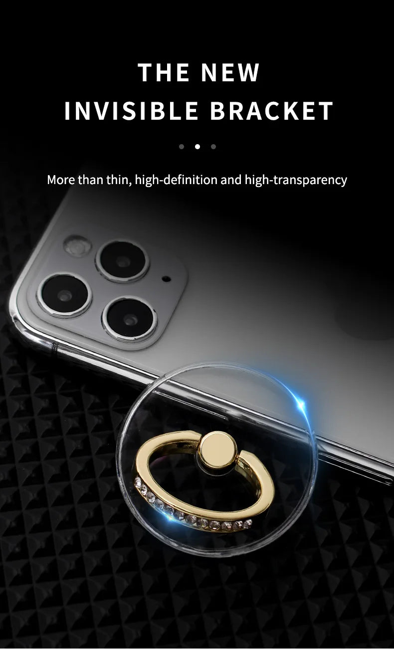 Mobiltelefon Ring Hållare Transparent Telefon Mobilstöd Diamond Clear 360 Degrees Socket Stand SmartPhone Tillbehör