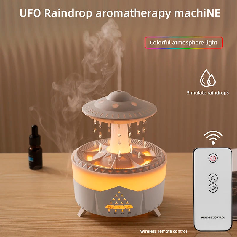 Rain Cloud Night Light Humidifier – Raining Water Drop Sound, 7 Color LED Light, Essential Oil Diffuser Aromatherapy