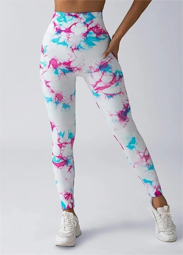 Kvinnors hög midja Tie-Dye Yoga Leggings i 26 färger