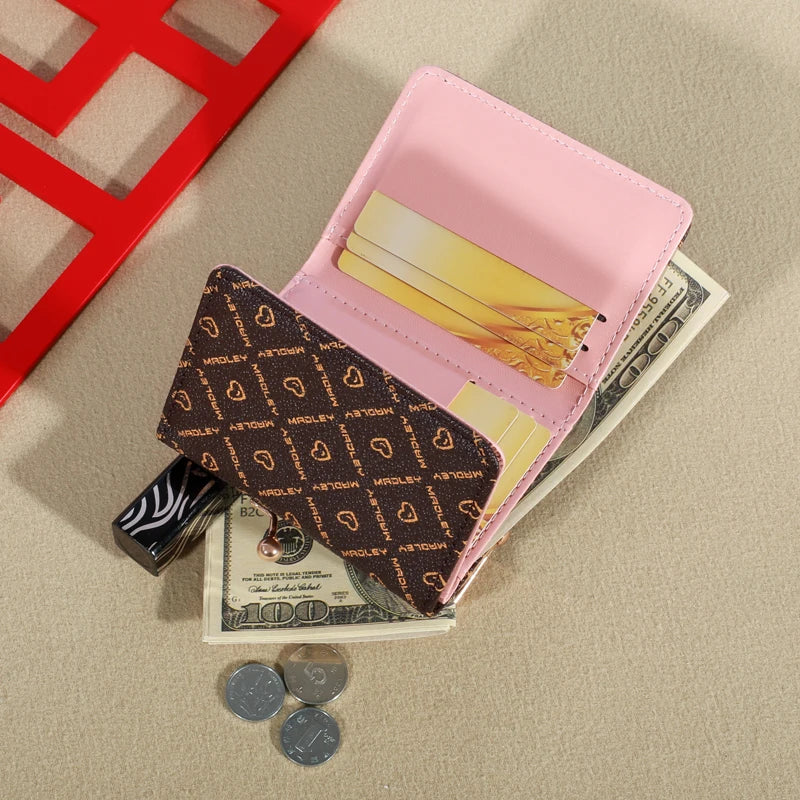 New Women's Wallet with Wrist Strap – Old Flower Design, Large Capacity Coin Clip Bag, Multi-Card Cardholder, Money Clip