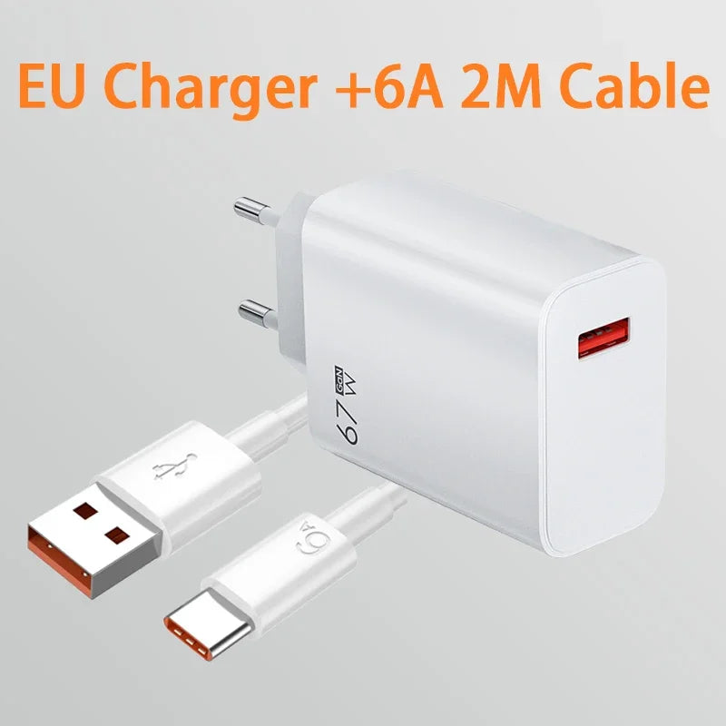 För Xiaomi 67W USB Snabbladdare 6A Typ C Kabeltelefon Strömadapter För Mi 12 11 POCO X5 X4 Pro Redmi Note9 10 11 Laddningslinje