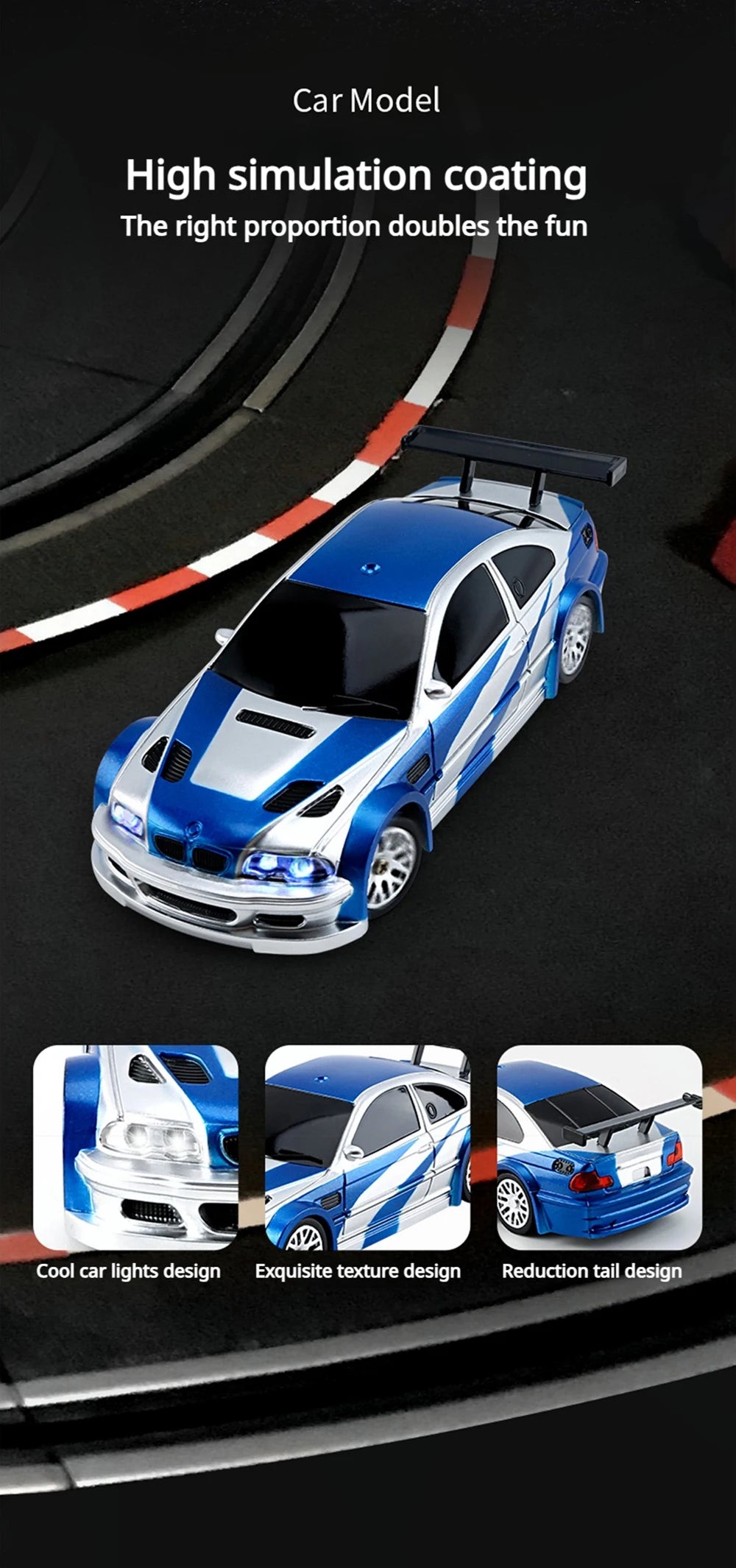 2.4G High speed Drift Rc Car 1/43 4WD Remote Control Car Four Wheel Drive Radio Controlled Mini GTR Racing Model Boy Toy Gift