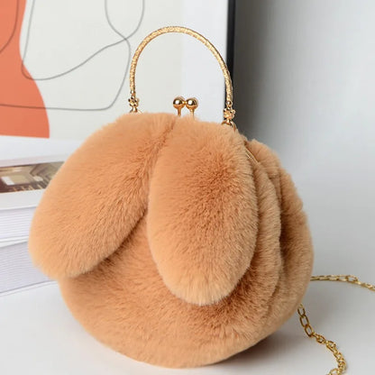 Cute Plush Rabbit Crossbody Bags for Women – Korean Version Cute Purses and Handbags, Girls New Rabbit Ear Shoulder Messenger Bag