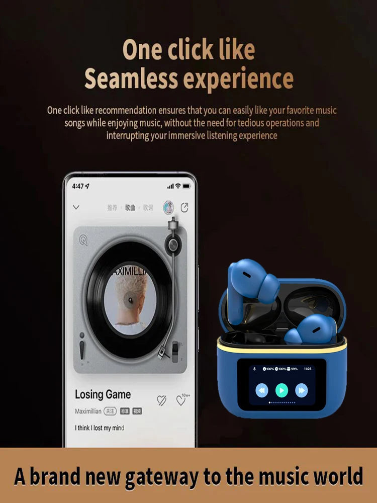 Xiaomi New Wireless Headset Touch Color Screen Bluetooth Headphones ANC Earphones, Super Bass Advanced Audio