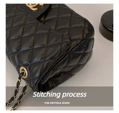 Simple Fashion Texture Diamond Mesh Bag – Crossbody Chain Small Square Bag, High-End Girls' Edition