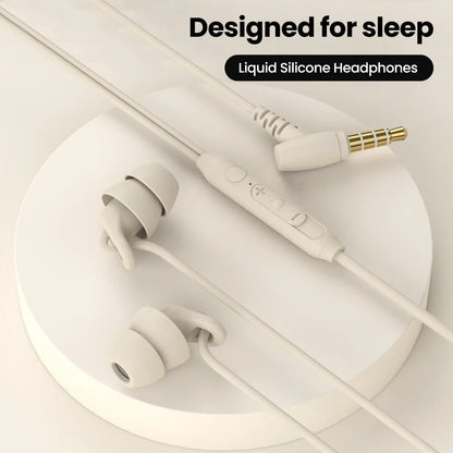 Soft Silicone Headphones Wired Handsfree Type C 3.5mm Jack Earphones In-Ear Sleep Wired Headset With Mic In-line Control Earbuds