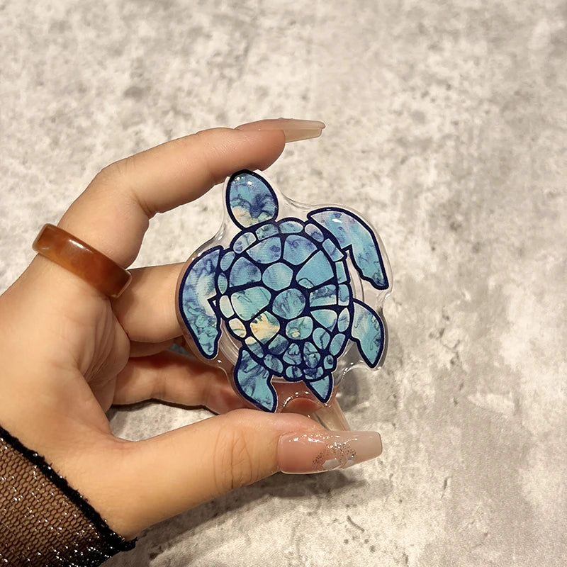 Korean Cute Turtle Dolphin Telefonhållare Griptok Finger Ring Support För iPhone Samsung Fodral Grip Tok Socket Bracket Girl Present