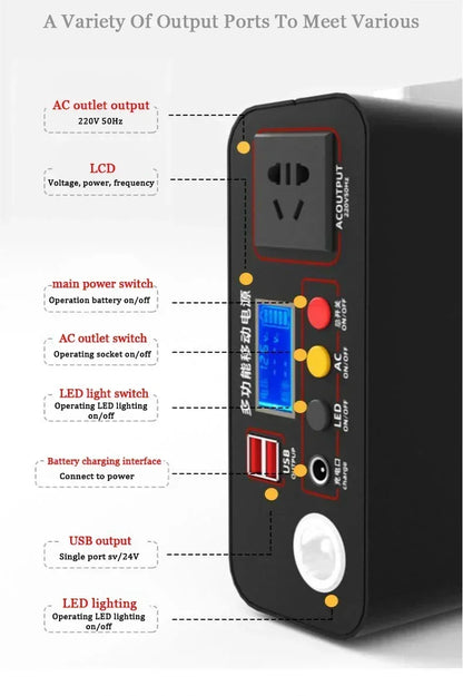 300W Portable Power Station 220V 90000mAh Power Bank for Camping