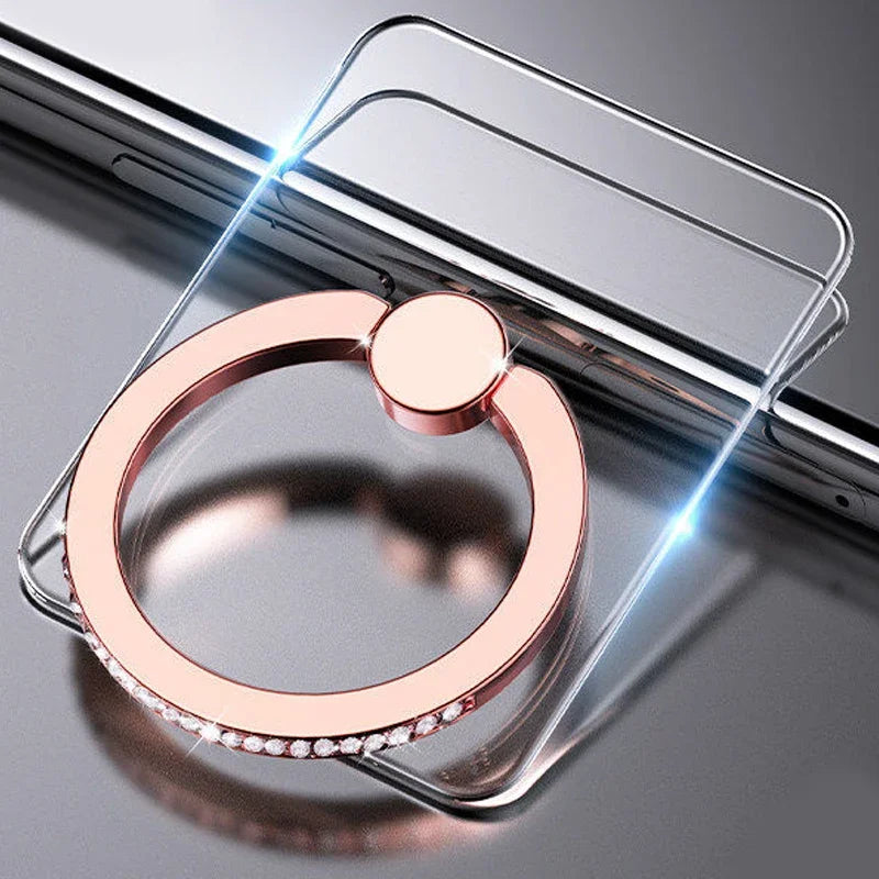 Transparent Luxury Butterfly Finger Ring Mobile Phone Holder for iPhone 15 Smartphone Sticker Stand Accessories Foldable Support