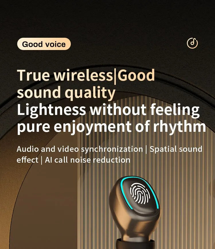 Wireless Bluetooth Headset Touch Light Mini High Quality Earplugs Anti Sweat HD Sound Quality Stereo Universal Headset