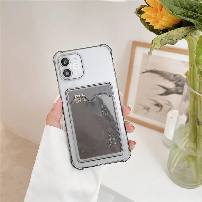 Card Bag Wallet Clear Phone Case For Xiaomi