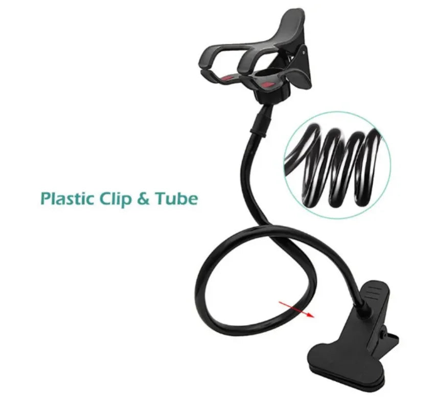 Universal Flexible Gooseneck Mobile Phone Holder – Adjustable Bed, Desk, and Table Clip Stand for Smartphones