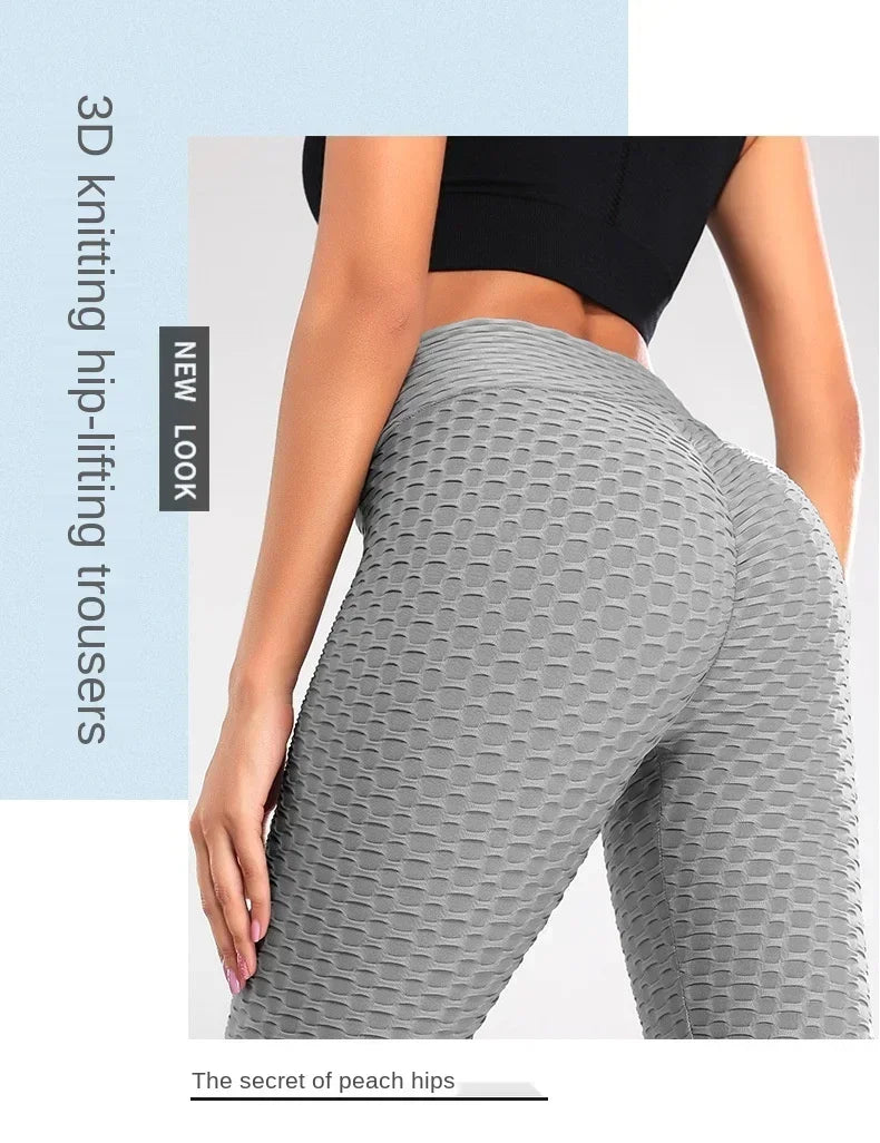 Women's High Waist Flared Yoga Pants with Bubble Hip Effect