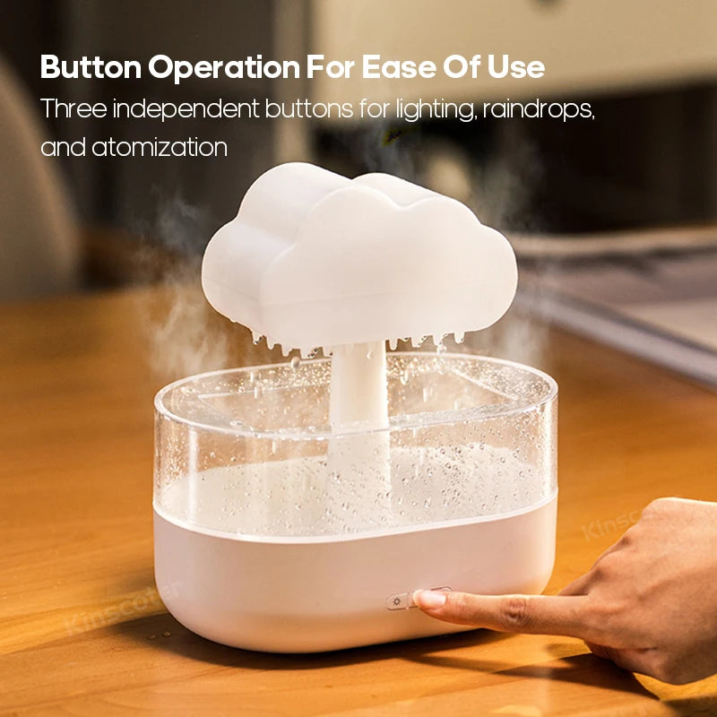 KINSCOTER Rain Clouds Aroma Diffuser – Zen Raindrops Luftfuktare, USB Desktop Ultrasonic Sprayer