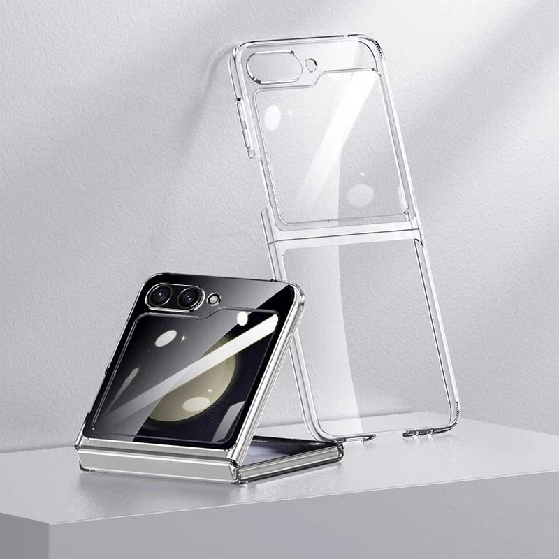 Tunt transparent genomskinligt, hårt PC-vikbart telefonfodral för Samsung Galaxy Z Flip 5, 4, 3 &amp; 6, stötsäkert skyddsfodral för POCO X6 Pro