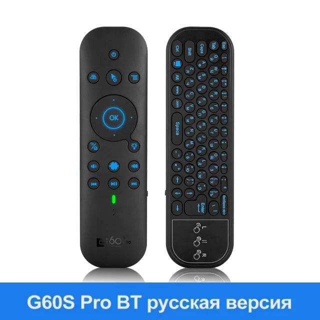 Ny G60S Pro BT trådlös röstfjärrkontroll 2.4G BT5.0 Dual Mode Air Mouse IR-inlärning med bakgrundsbelyst ljus för Android TV Box