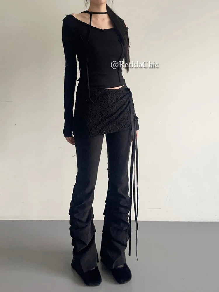 High Waist Ruched Flare Jeans with Bootcut Design Stylish and Chic