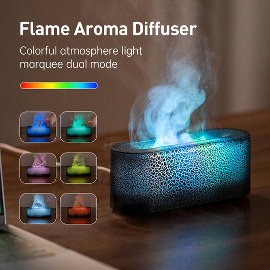 7-färgs Flame Diffuser USB Luftfuktare – Aromaterapi eterisk olja Doftspridare för sovrum och yoga