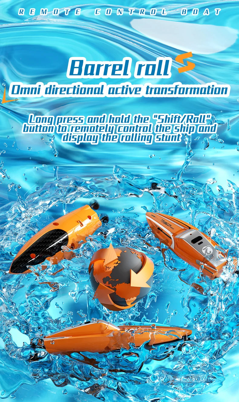 2.4G RC Mini Stunt Speedboat Remote Control double motor High-speed Ship Waterproof Model Kids Toys Water Pool Multiplayer Game